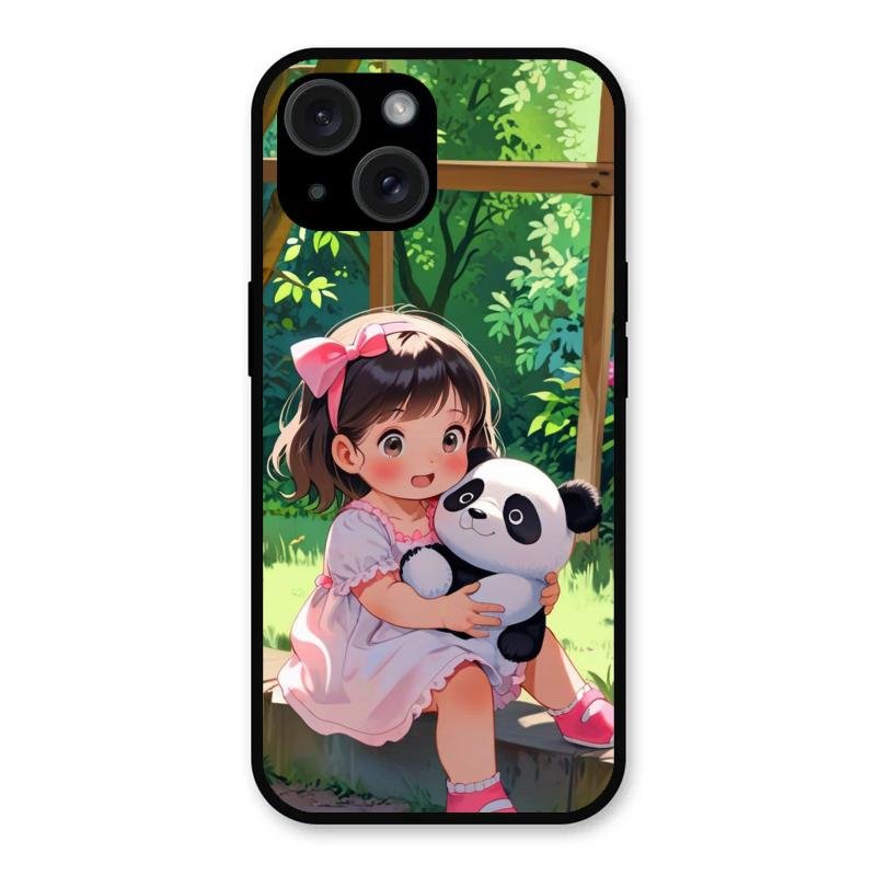 Blush & Panda Glass Case Cover For iPhone 15