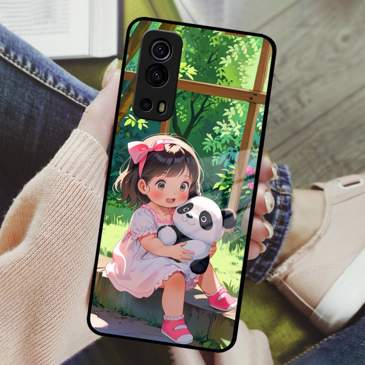 Blush & Panda Glass Case Cover For iQOO