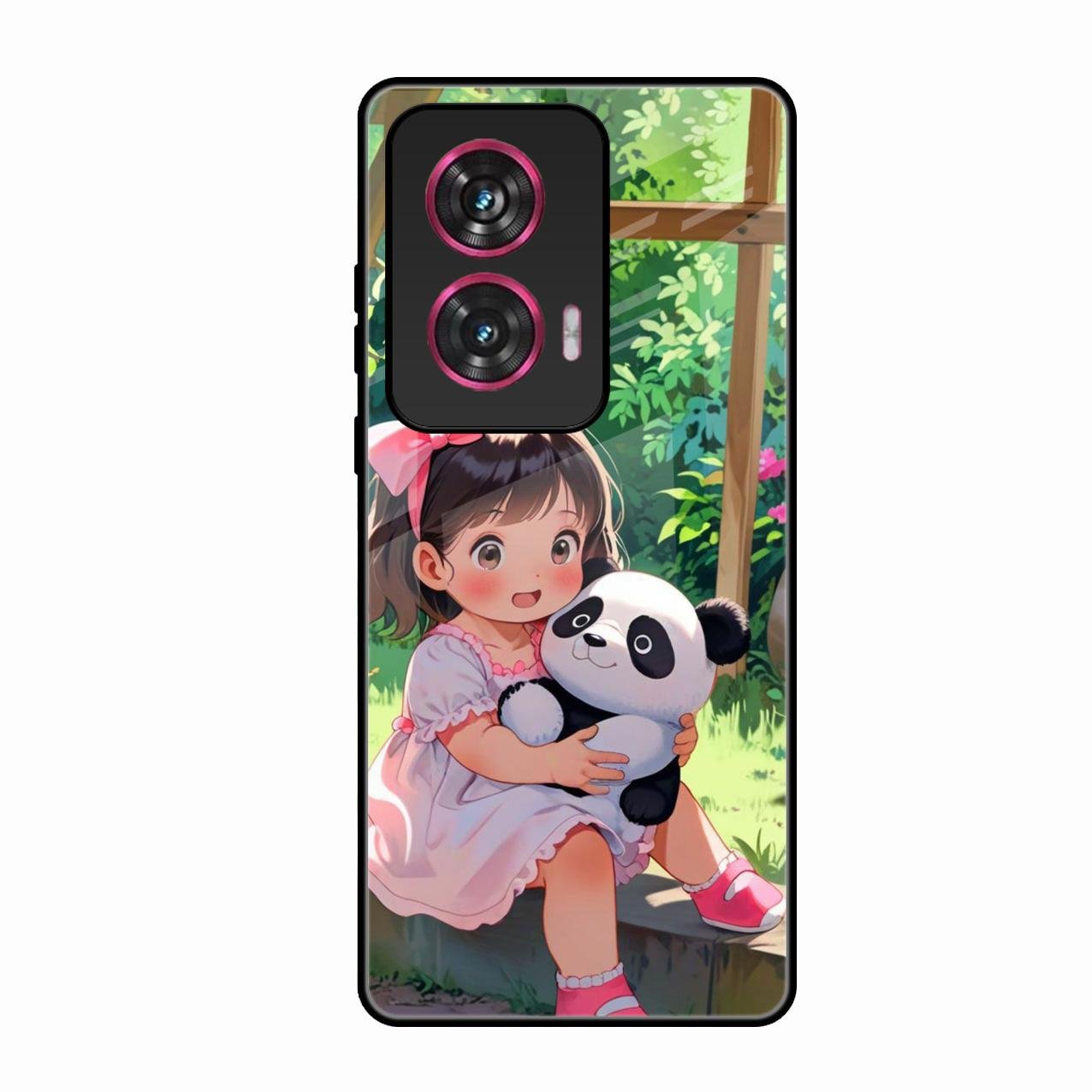 Blush & Panda Glass Case Cover For Motorola Edge 50 Fusion 5G