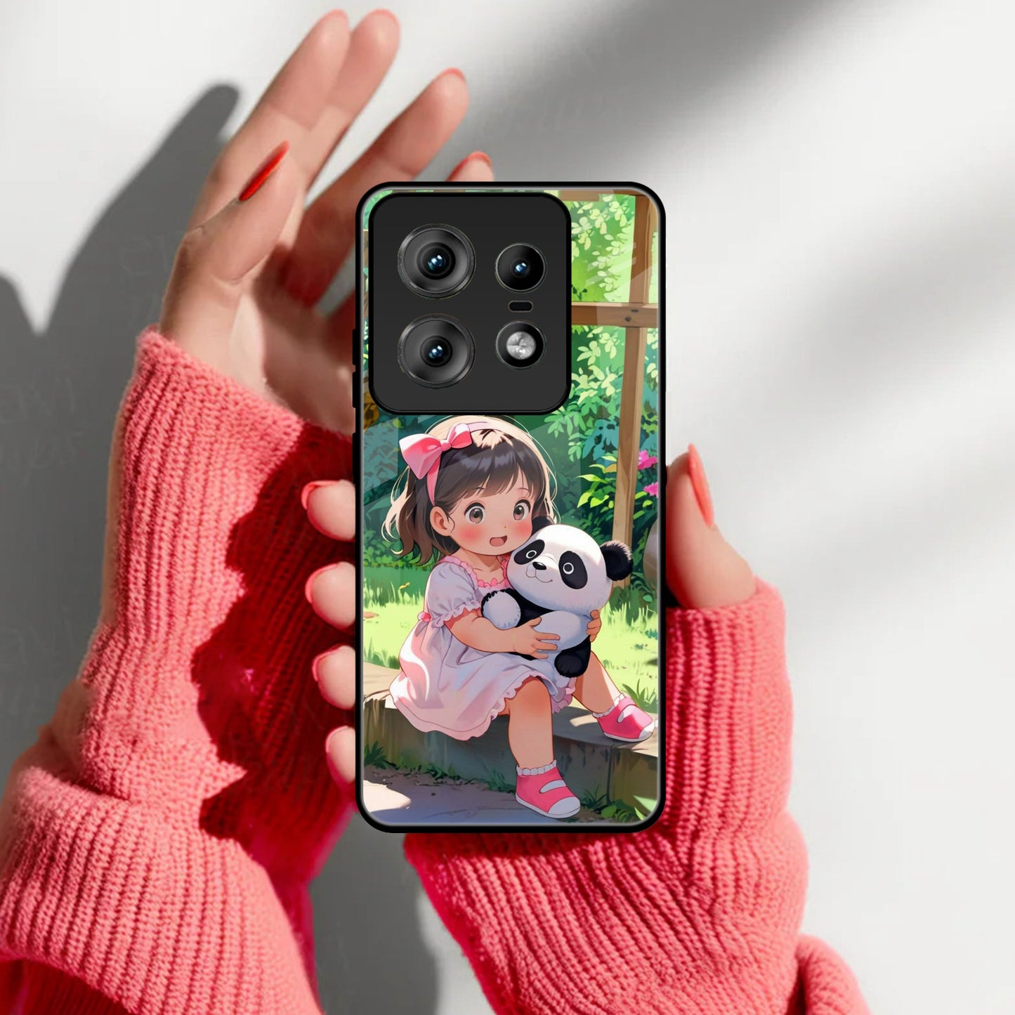 Blush & Panda Glass Case Cover For Motorola