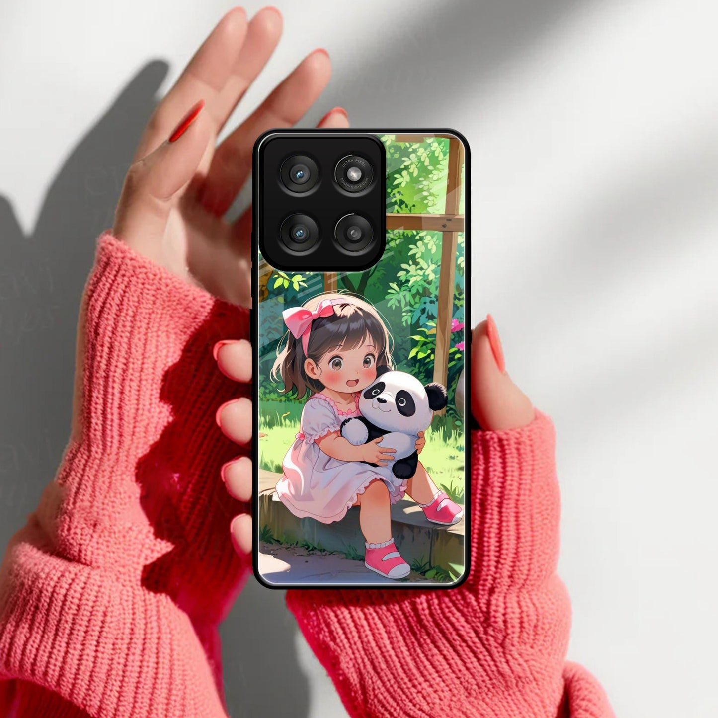 Blush & Panda Glass Case Cover For Motorola