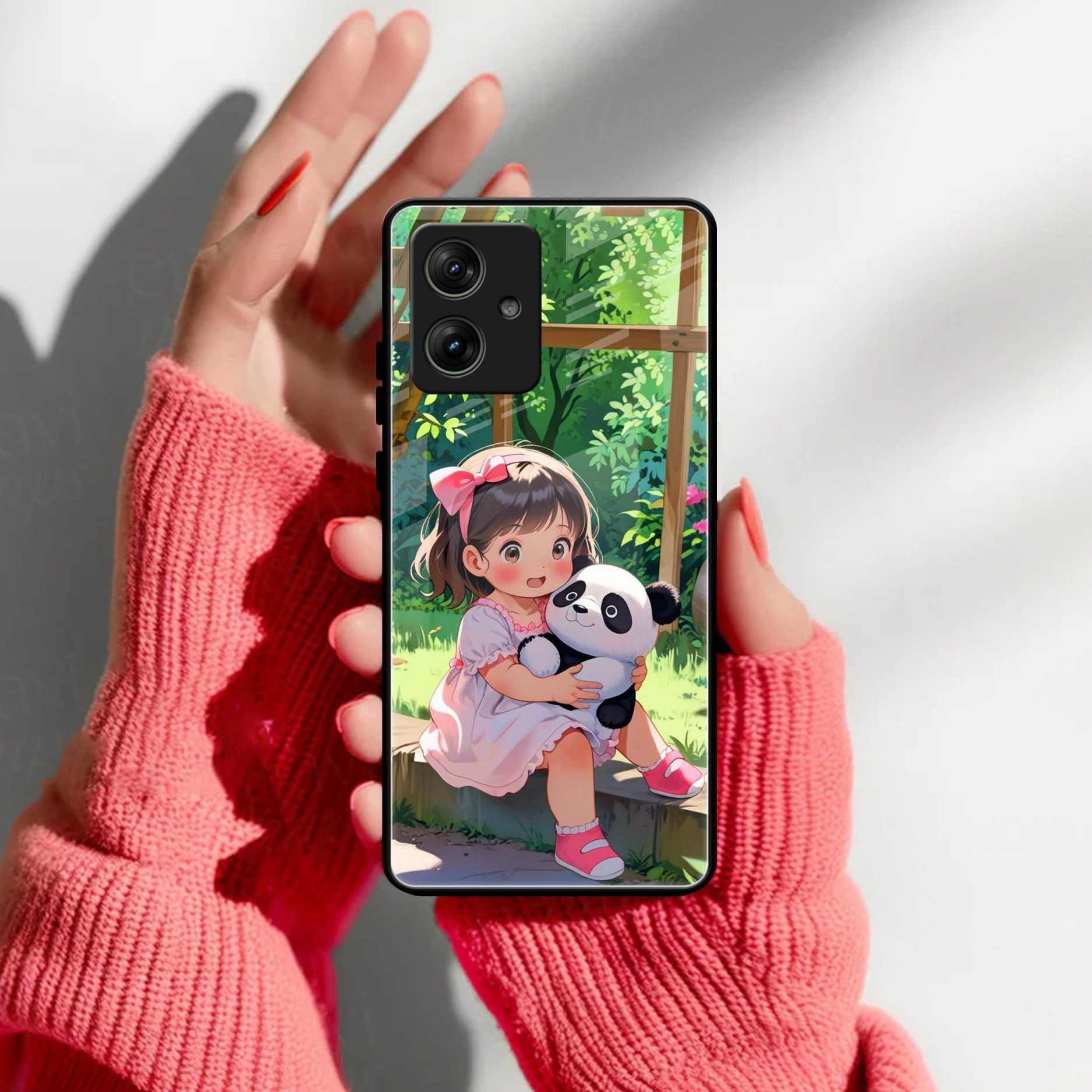 Blush & Panda Glass Case Cover For Motorola