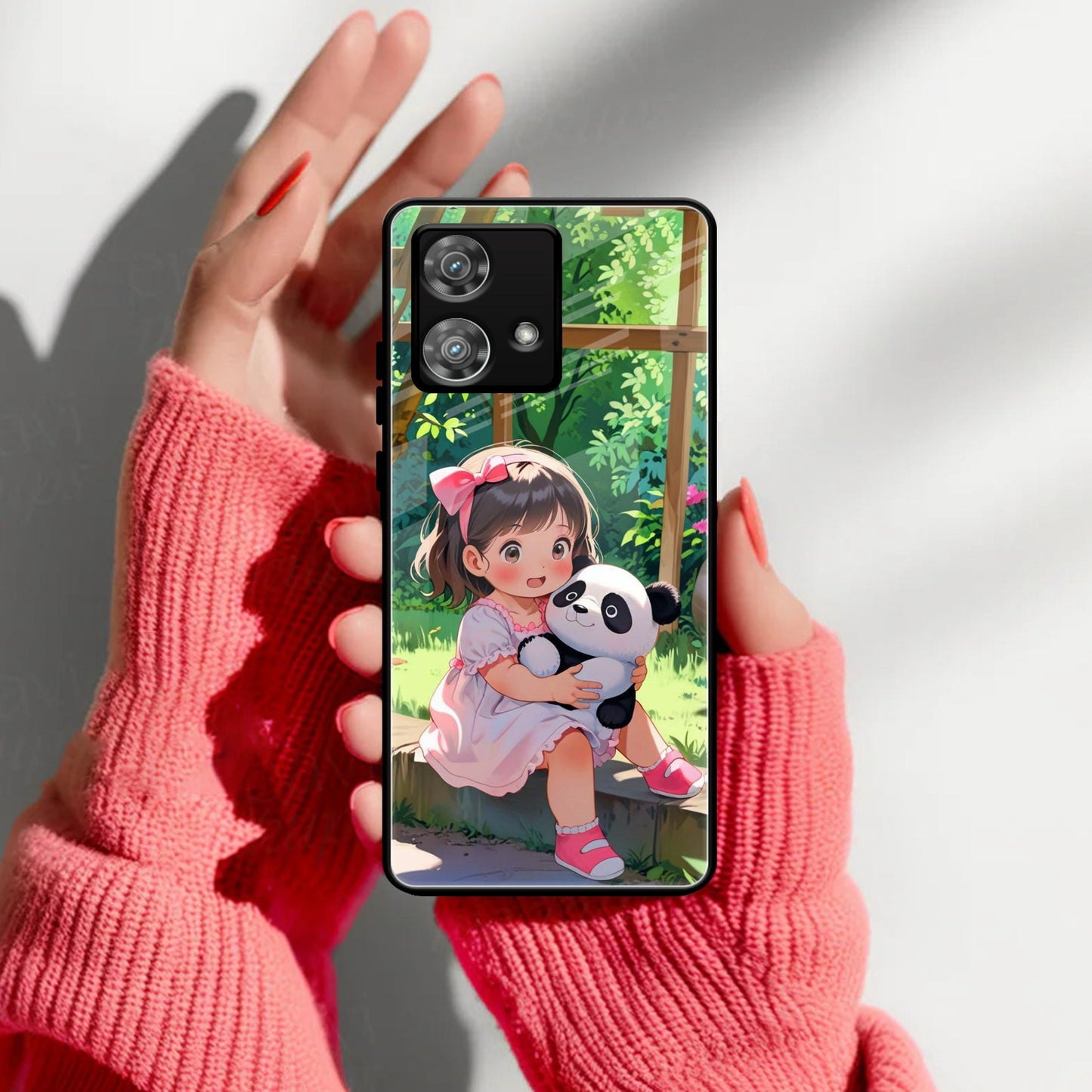 Blush & Panda Glass Case Cover For Motorola