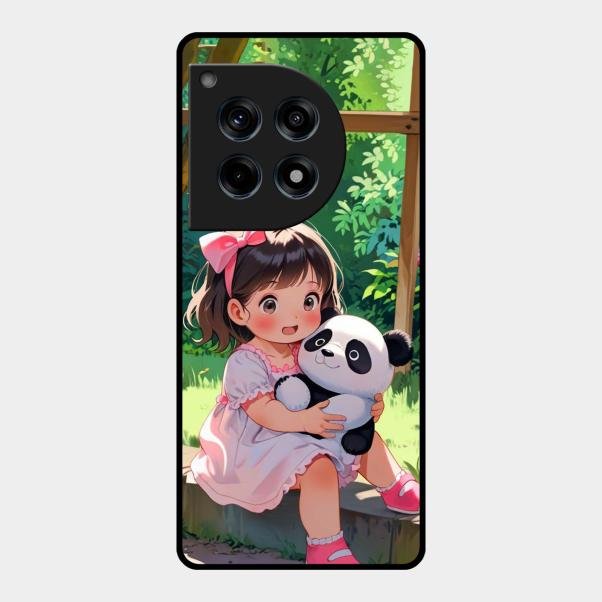 Blush & Panda Glass Case Cover For Oneplus 12R 5G