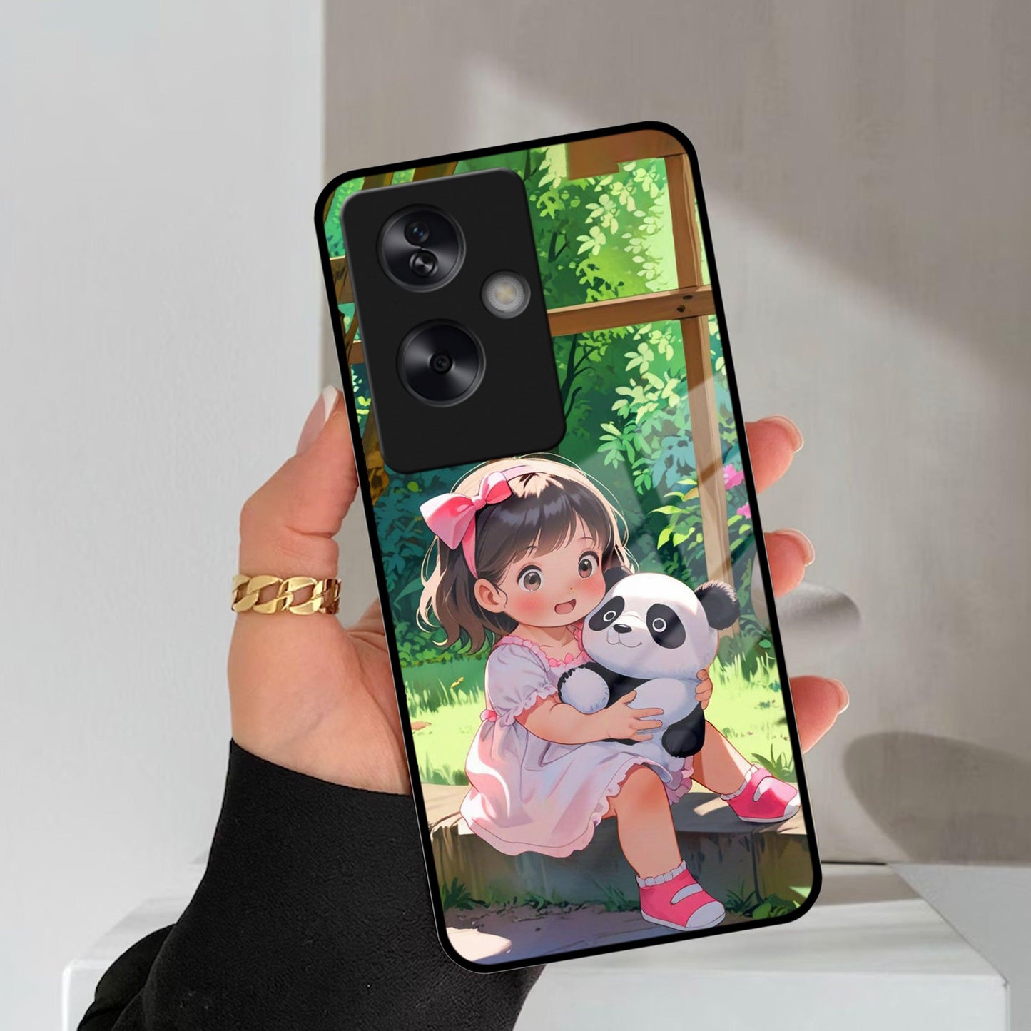 Blush & Panda Glass Case Cover For Oppo