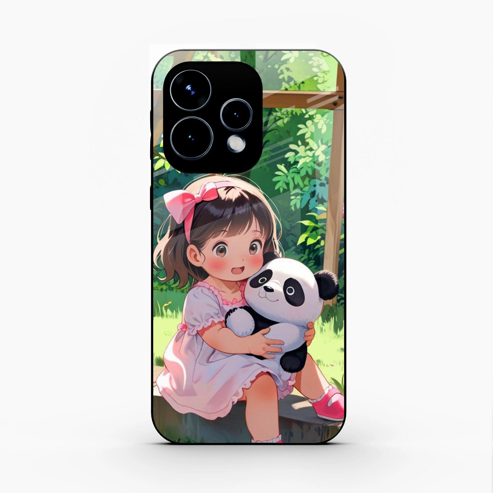 Blush & Panda Glass Case Cover For Oppo Reno 15 5G