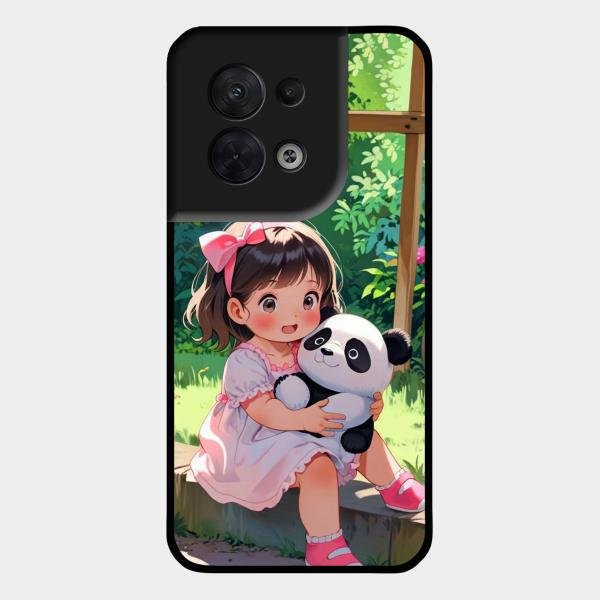 Blush & Panda Glass Case Cover For Oppo Reno 8 5G