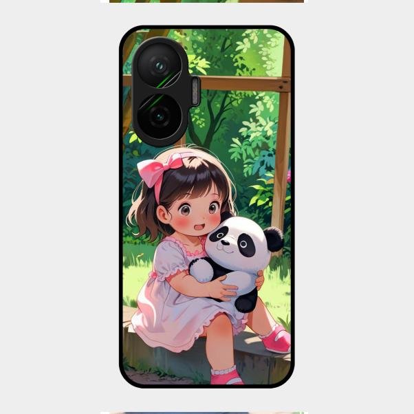 Blush & Panda Glass Case Cover For Poco F7 5G