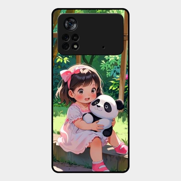 Blush & Panda Glass Case Cover For Poco X4 Pro 5G