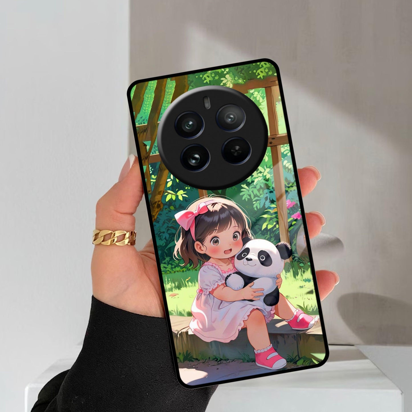 Blush & Panda Glass Case Cover For Realme/Narzo