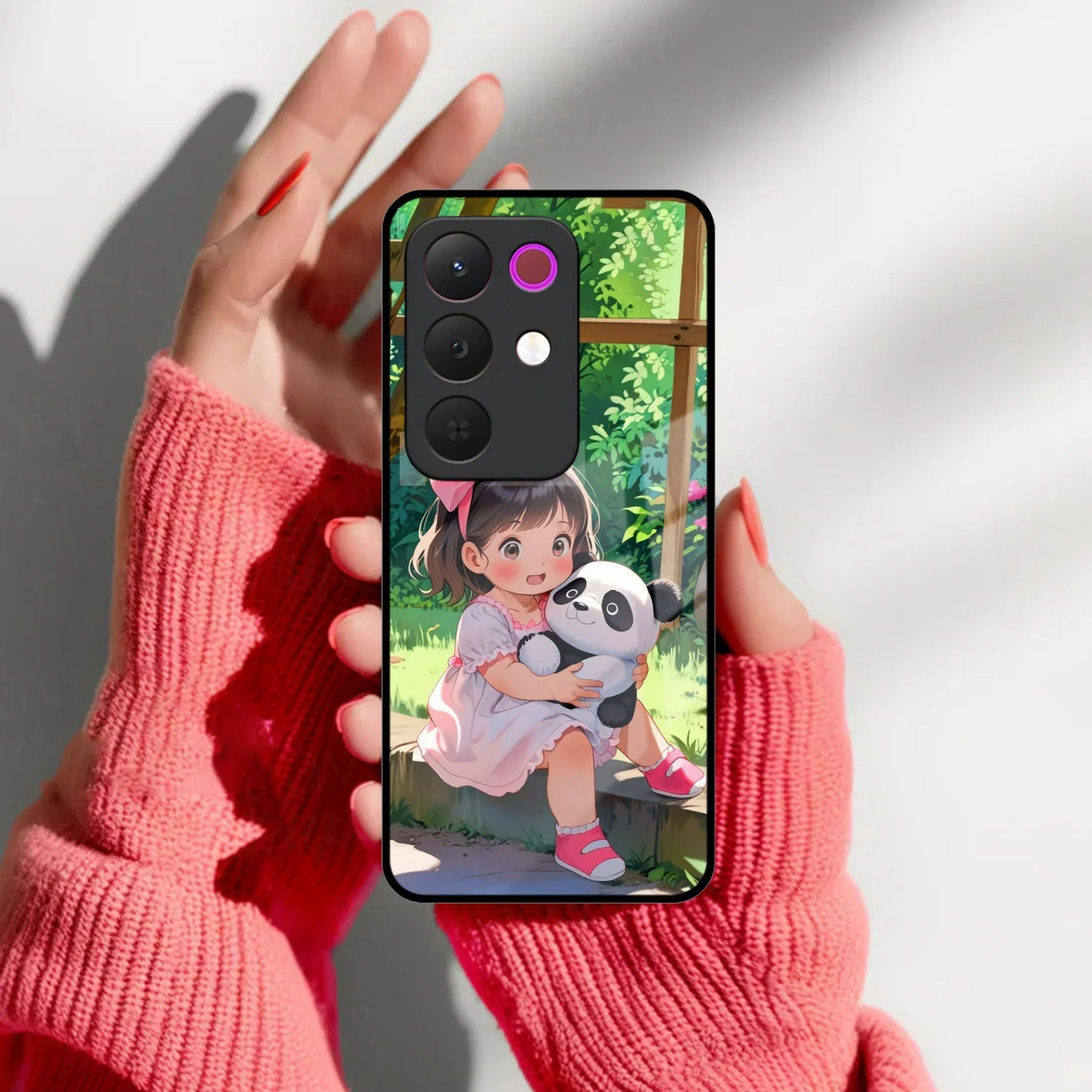 Blush & Panda Glass Case Cover For Realme/Narzo