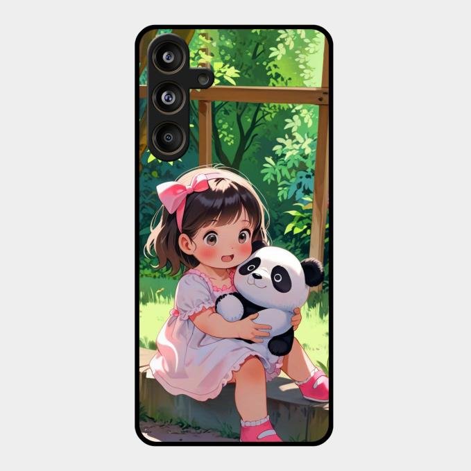 Blush & Panda Glass Case Cover For Samsung Galaxy M55 5G