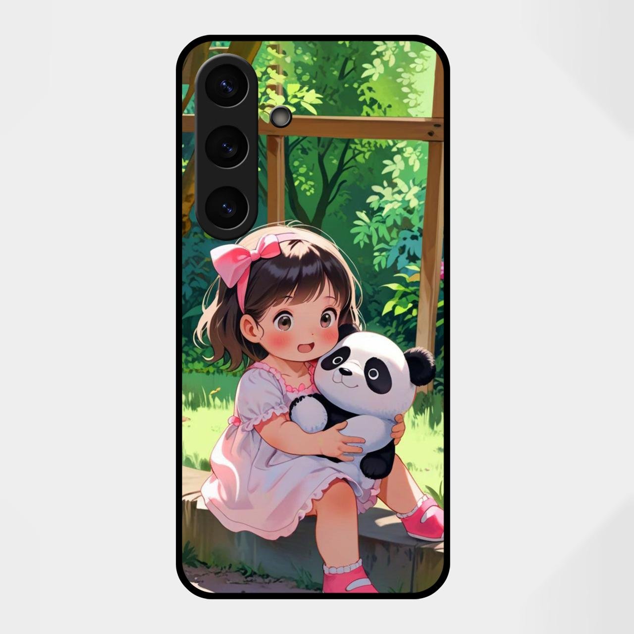 Blush & Panda Glass Case Cover For Samsung Galaxy S25 FE 5G