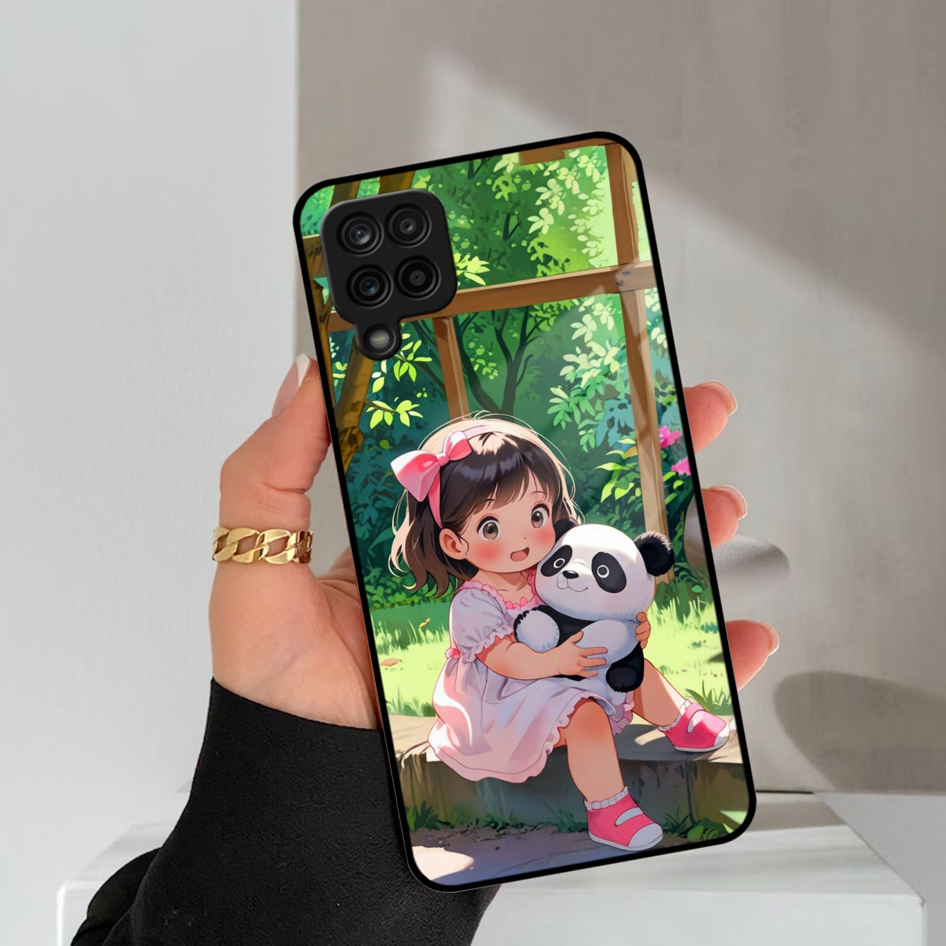 Blush & Panda Glass Case Cover For Samsung Galaxy M42 5G