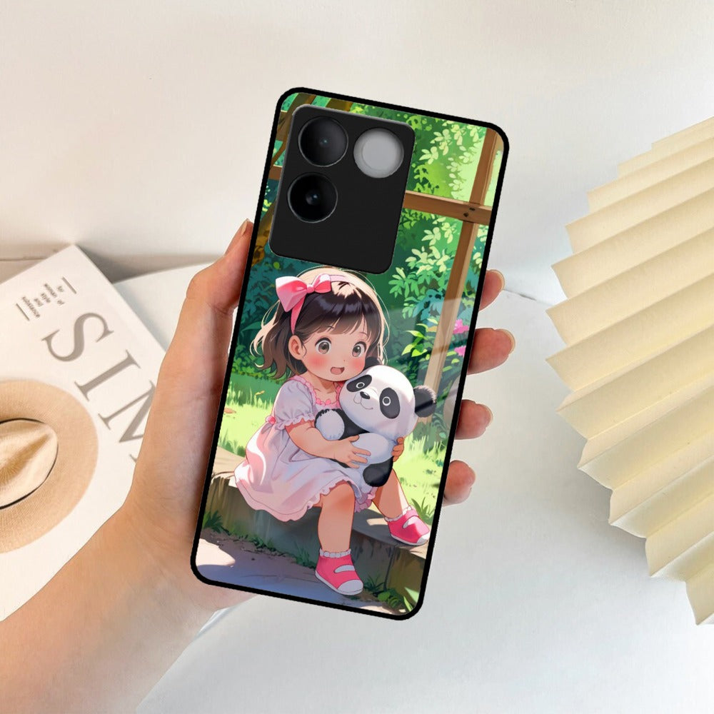 Blush & Panda Glass Case Cover For iQOO