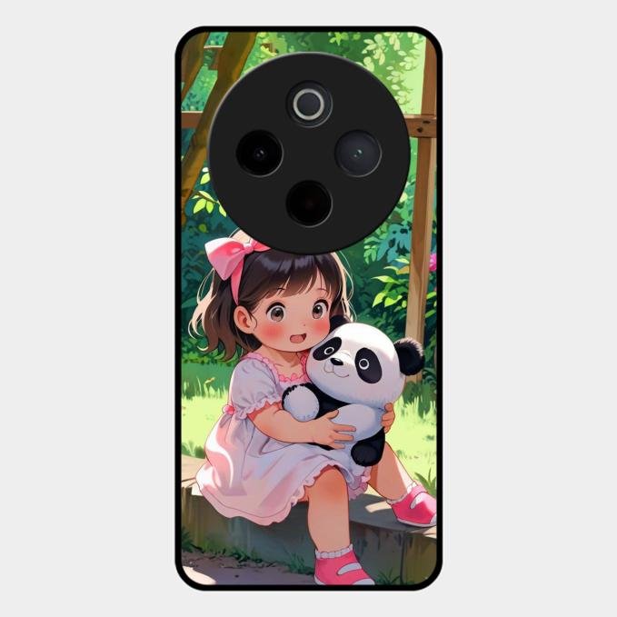 Blush & Panda Glass Case Cover For Vivo T4 5G