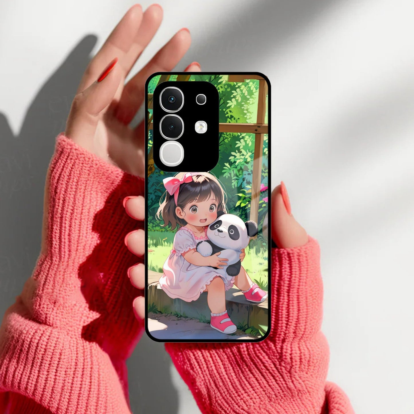 Blush & Panda Glass Case Cover For Vivo