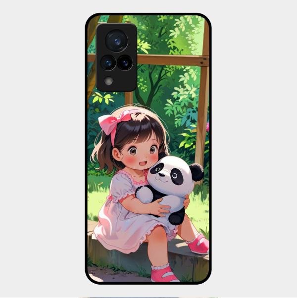 Blush & Panda Glass Case Cover For Vivo V21 5G