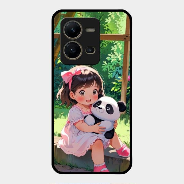 Blush & Panda Glass Case Cover For Vivo V25 5G