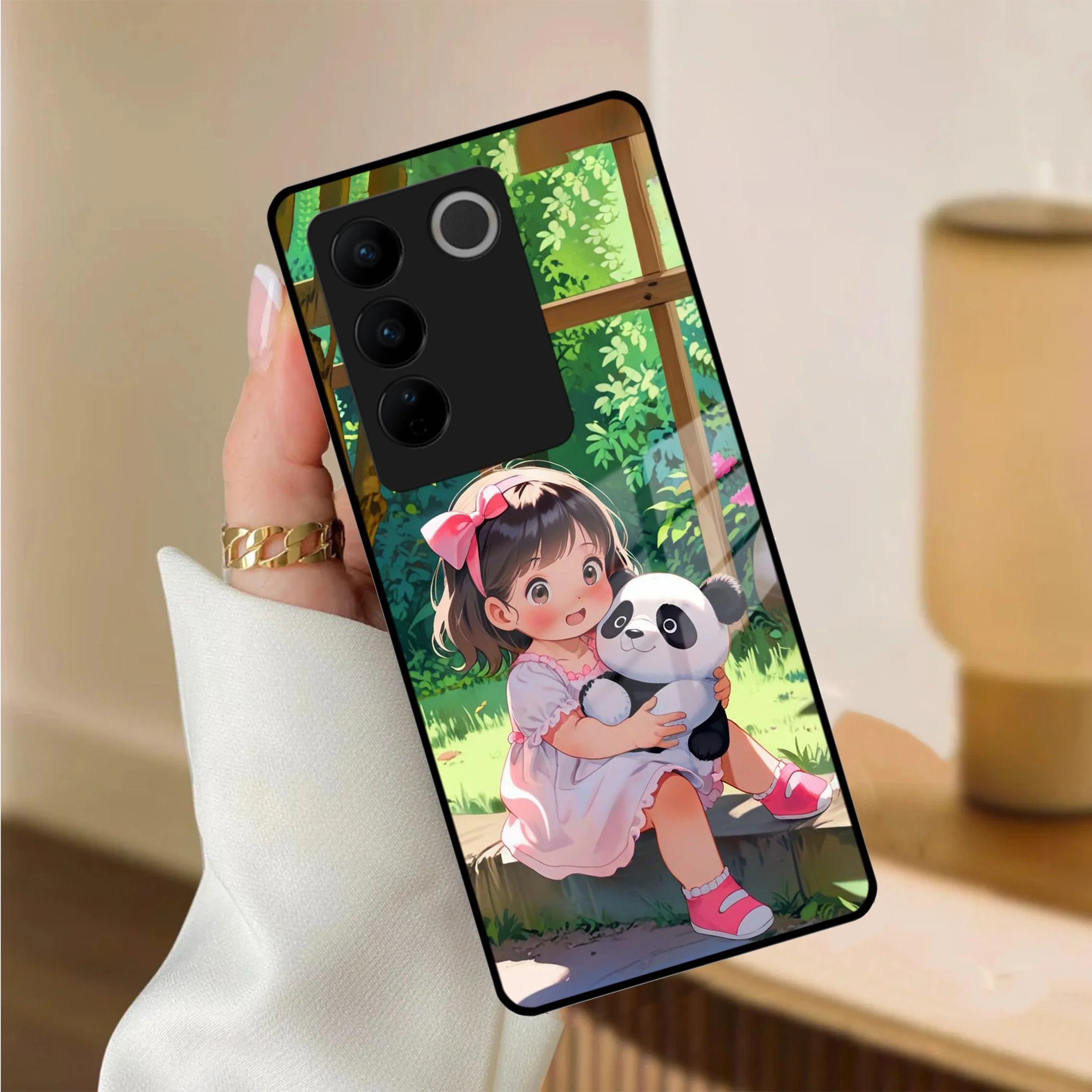 Blush & Panda Glass Case Cover For Vivo - ShopOnCliQ
