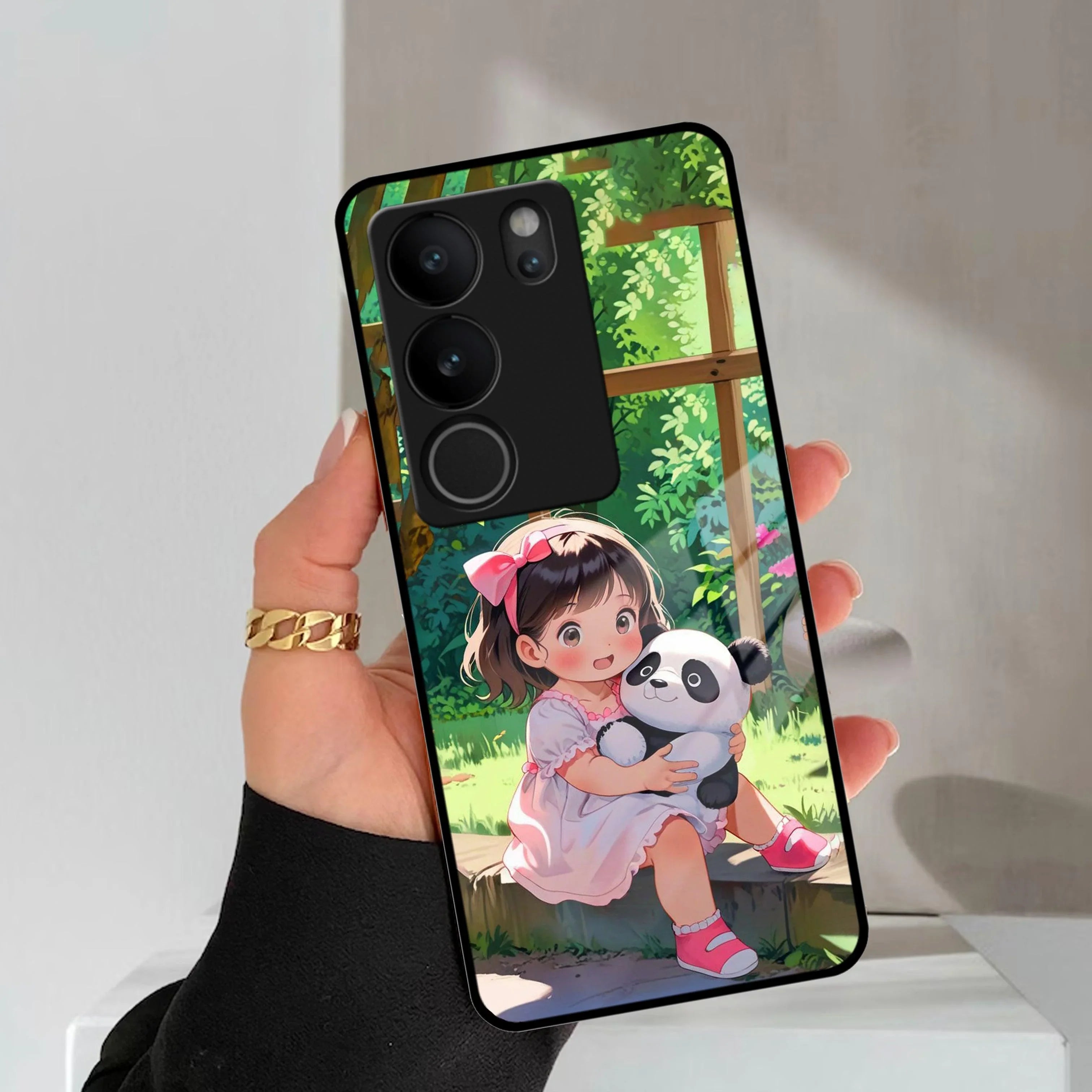 Blush & Panda Glass Case Cover For Vivo - ShopOnCliQ