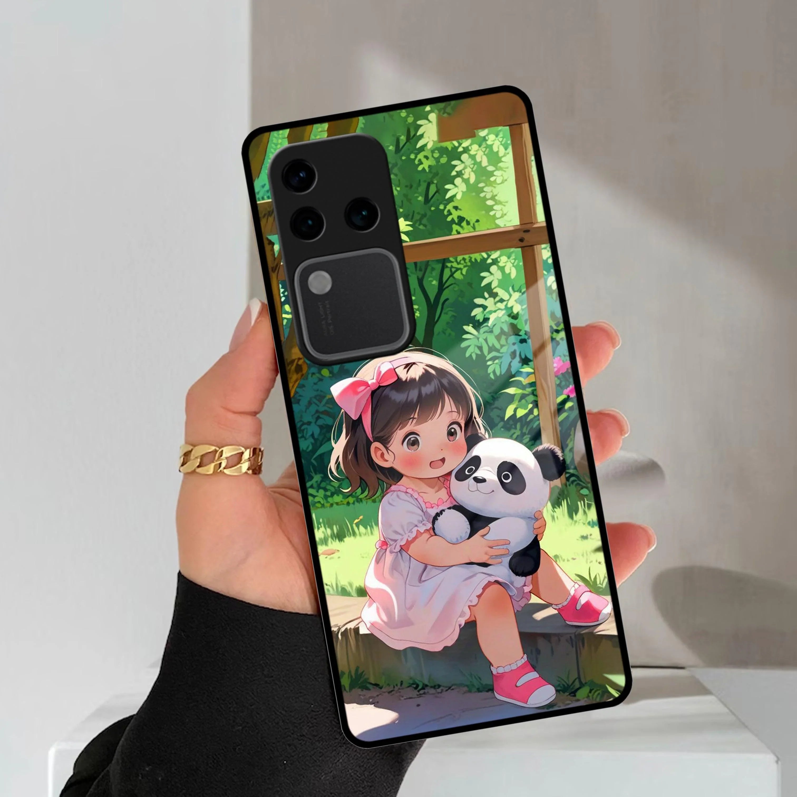 Blush & Panda Glass Case Cover For Vivo - ShopOnCliQ
