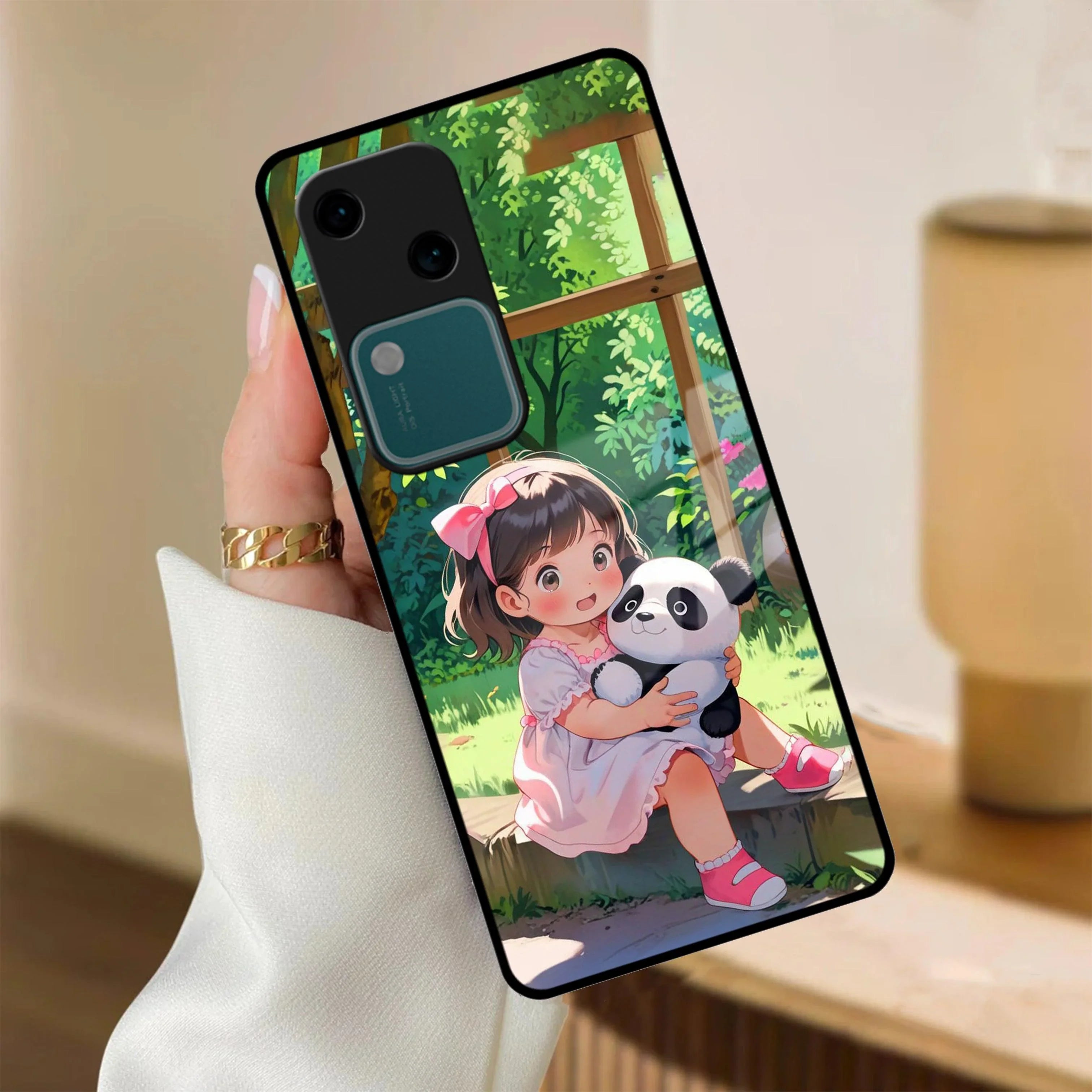 Blush & Panda Glass Case Cover For Vivo - ShopOnCliQ