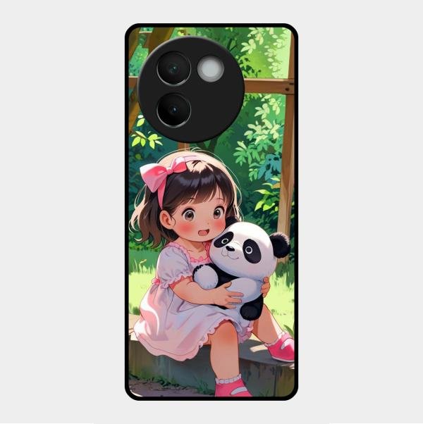 Blush & Panda Glass Case Cover For Vivo V30E 5G