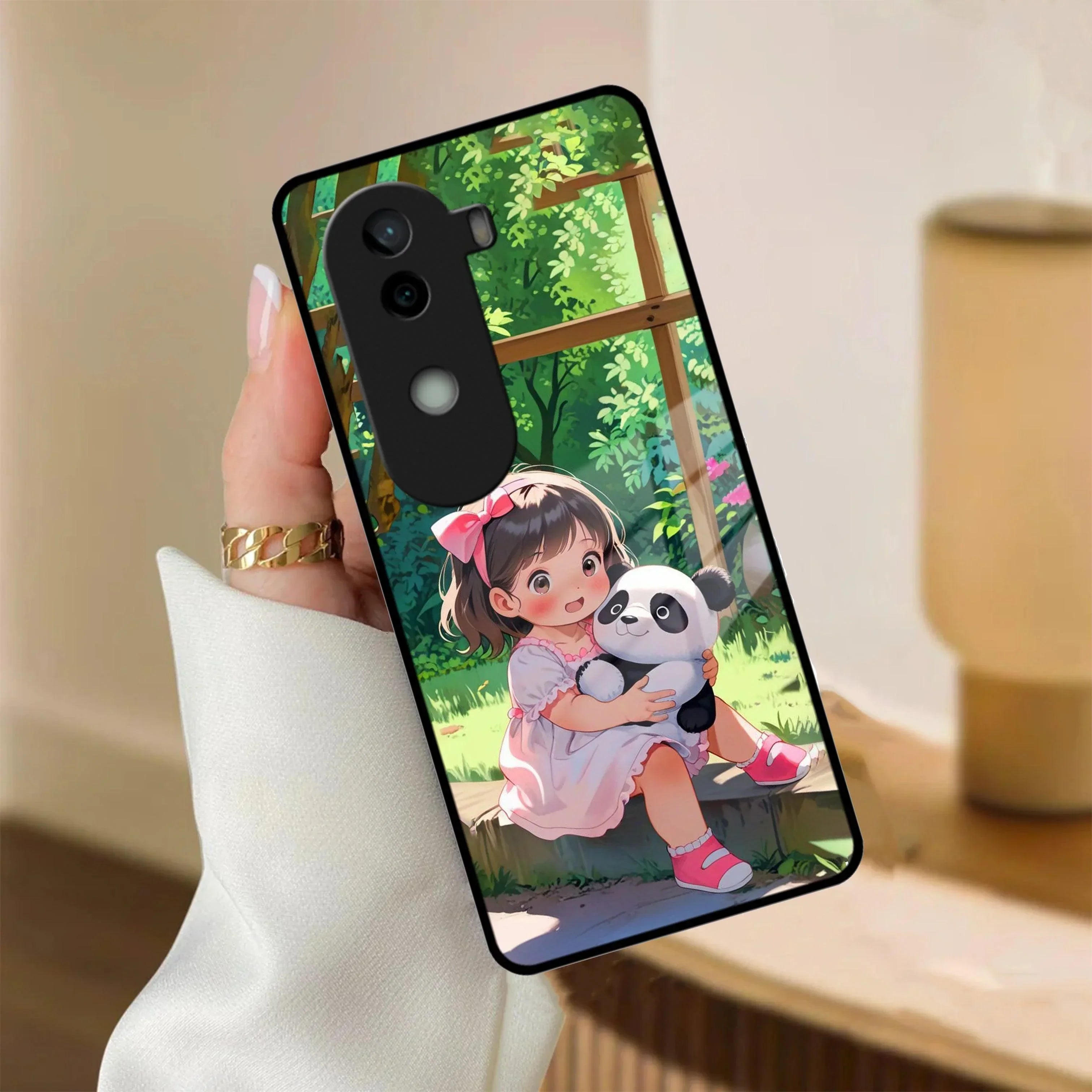 Blush & Panda Glass Case Cover For iQOO - ShopOnCliQ