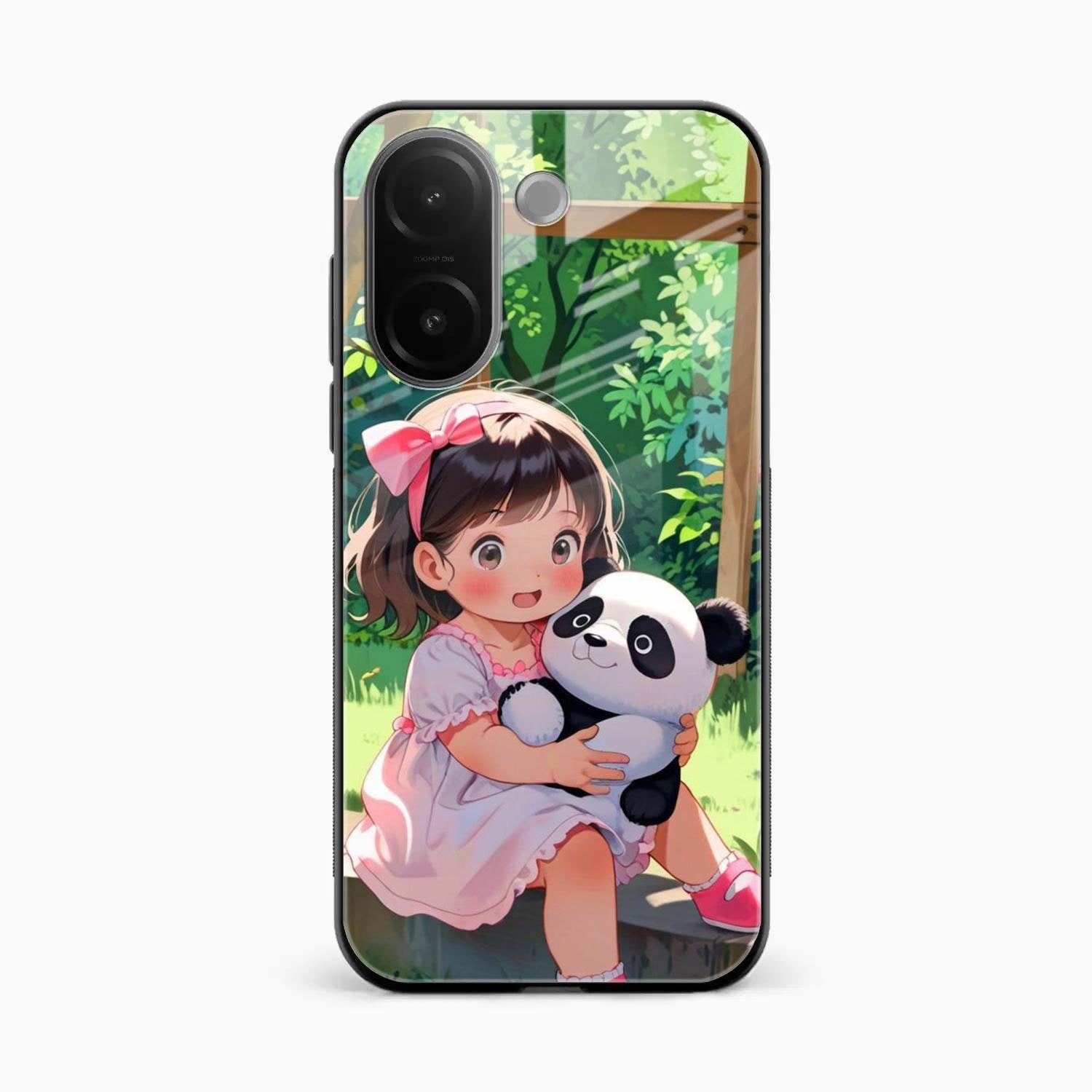 Blush & Panda Glass Case Cover For Vivo V60e 5G