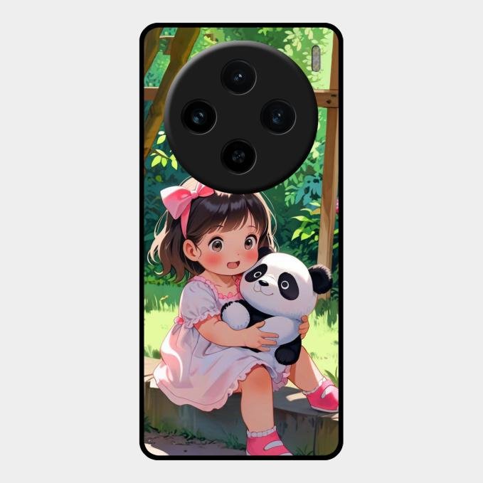Blush & Panda Glass Case Cover For Vivo X100 5G