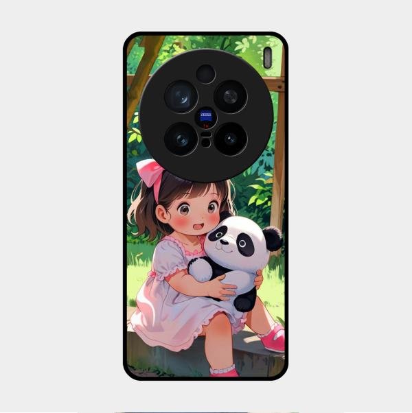 Blush & Panda Glass Case Cover For Vivo X200 Pro 5G