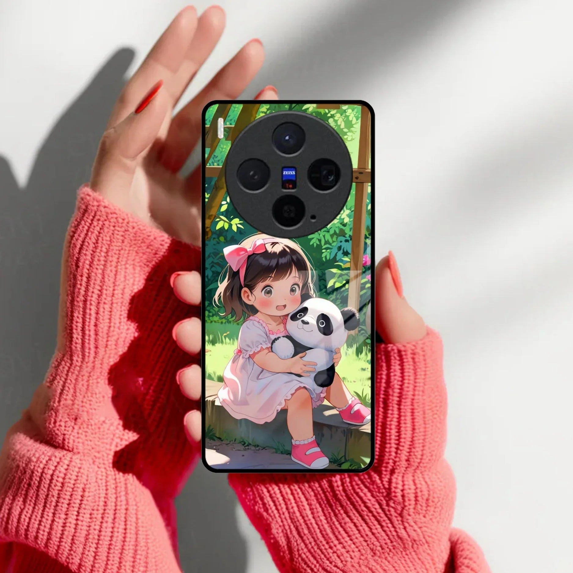 Blush & Panda Glass Case Cover For Vivo