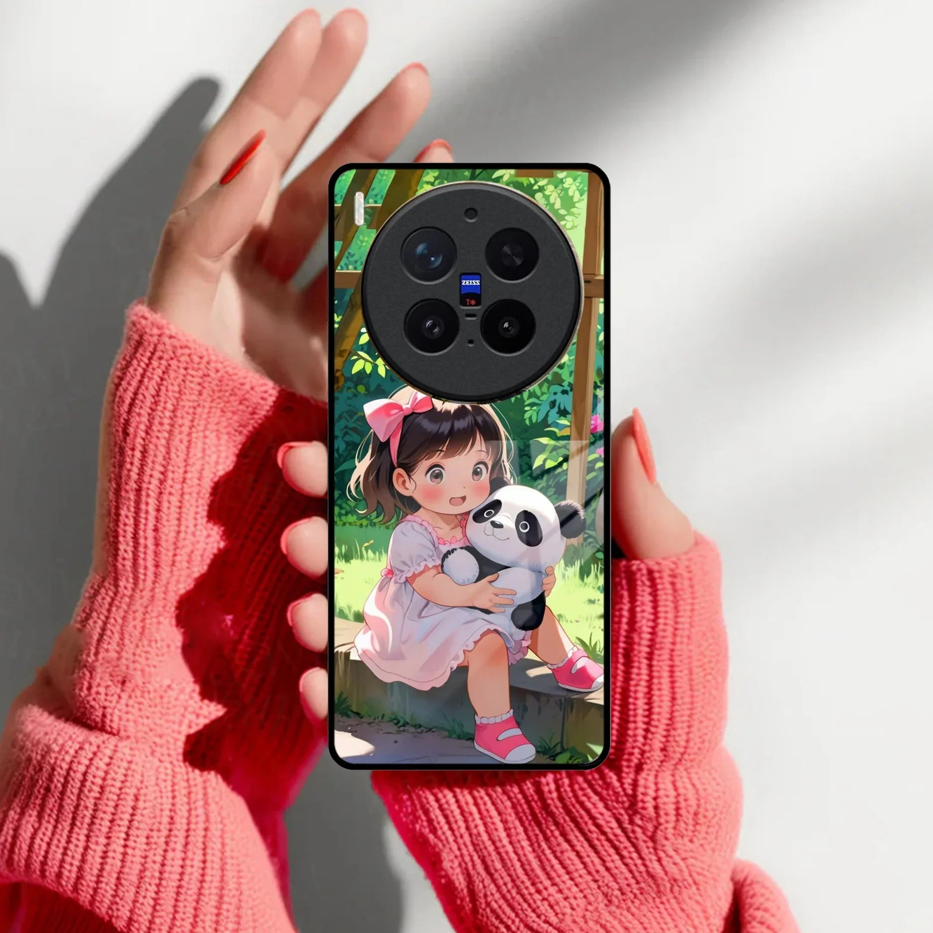 Blush & Panda Glass Case Cover For Vivo