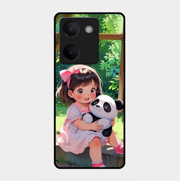 Blush & Panda Glass Case Cover For Vivo Y200 Pro 5G