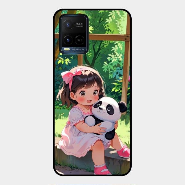 Blush & Panda Glass Case Cover For Vivo Y21E