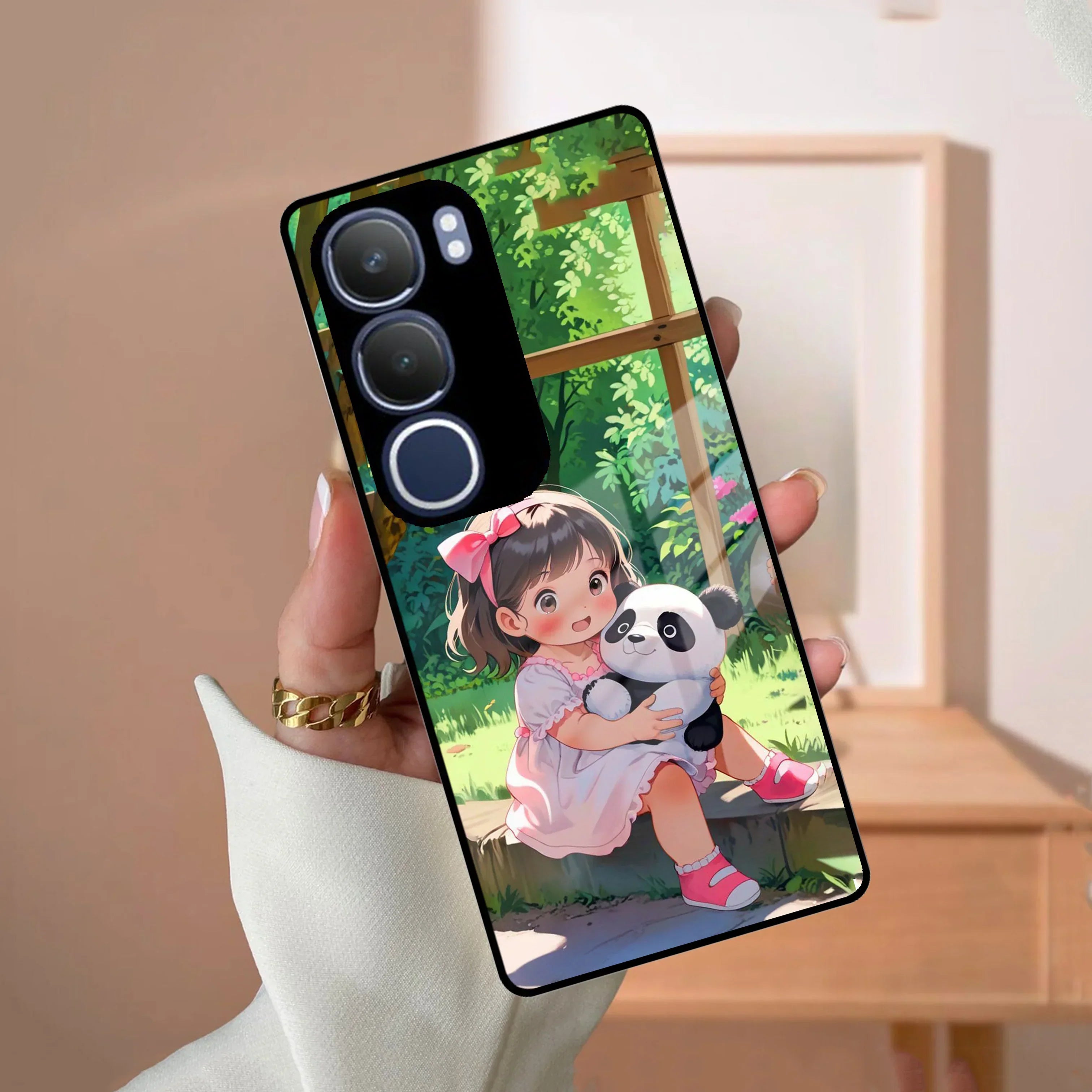 Blush & Panda Glass Case Cover For Vivo - ShopOnCliQ