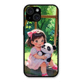 blush panda glossy metal case cover for iPhone 15 Plus