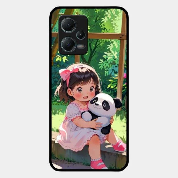 blush panda glossy metal case cover for Redmi Note 12 5G