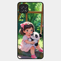 blush panda glossy metal case cover for Samsung Galaxy F42 5G