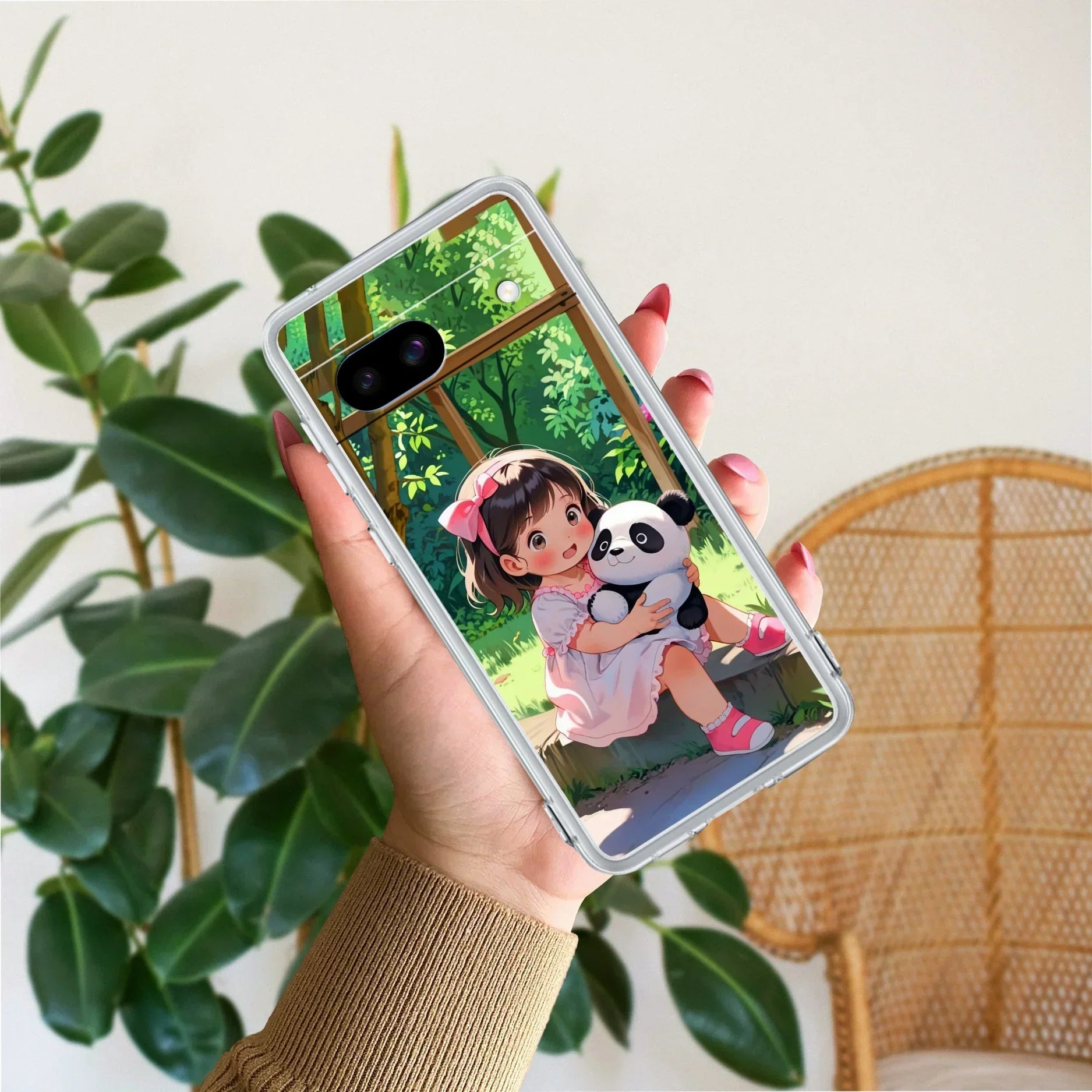 Blush & Panda Transparent Silicon Case For Google Pixel 8a 5G