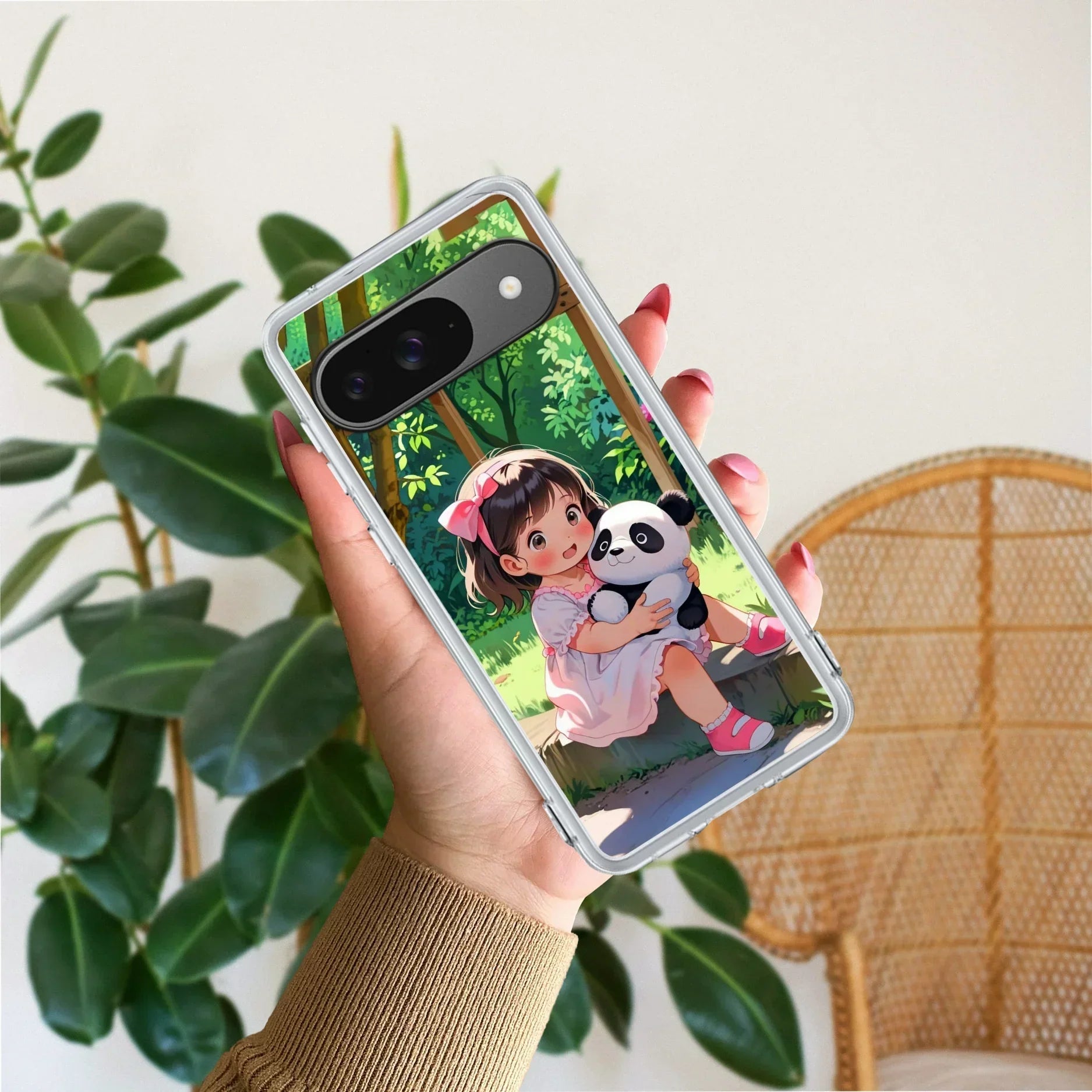 Blush & Panda Transparent Silicon Case For Google Pixel 9
