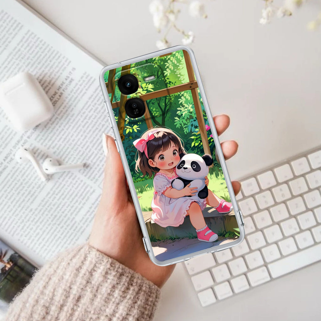 Blush & Panda Transparent Silicon Case For iQOO Z9x 5G