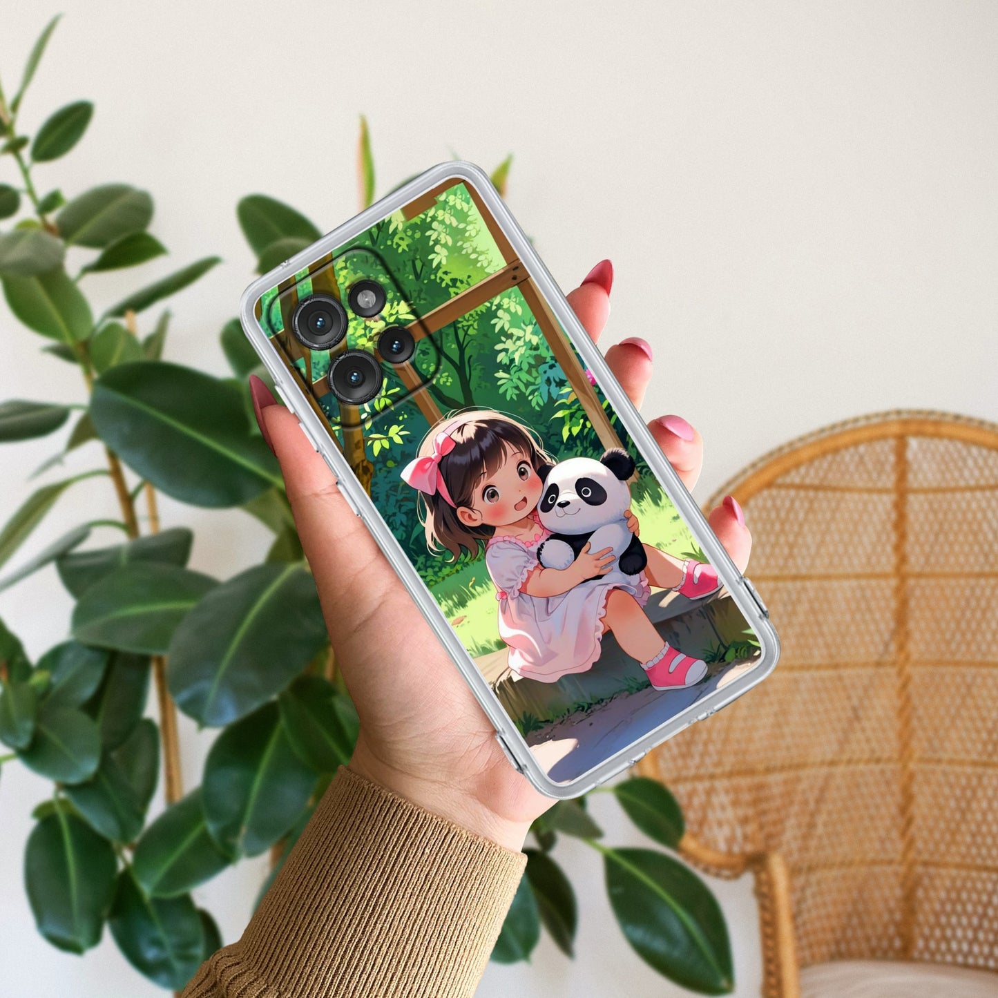 Blush & Panda Transparent Silicon Case For Motorola