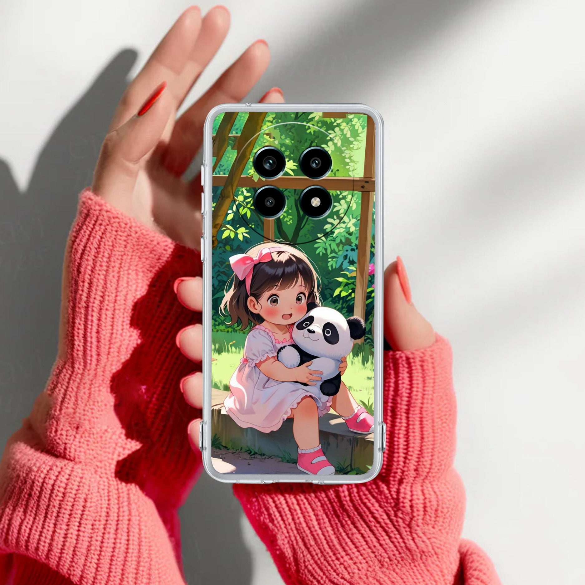 Blush & Panda  Transparent Silicon Case For Realme 14 Pro Lite 5G