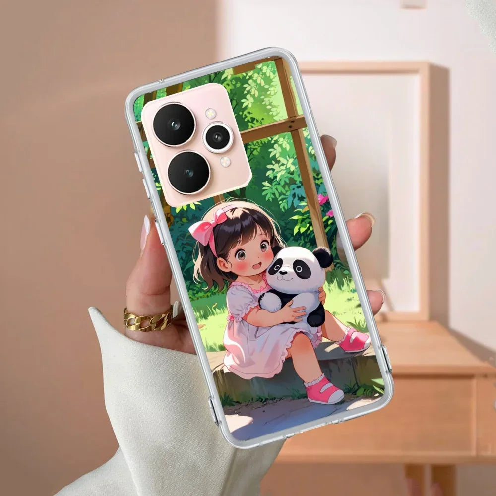 Natures Frame Transparent Silicon Case For Realme GT 6 5G