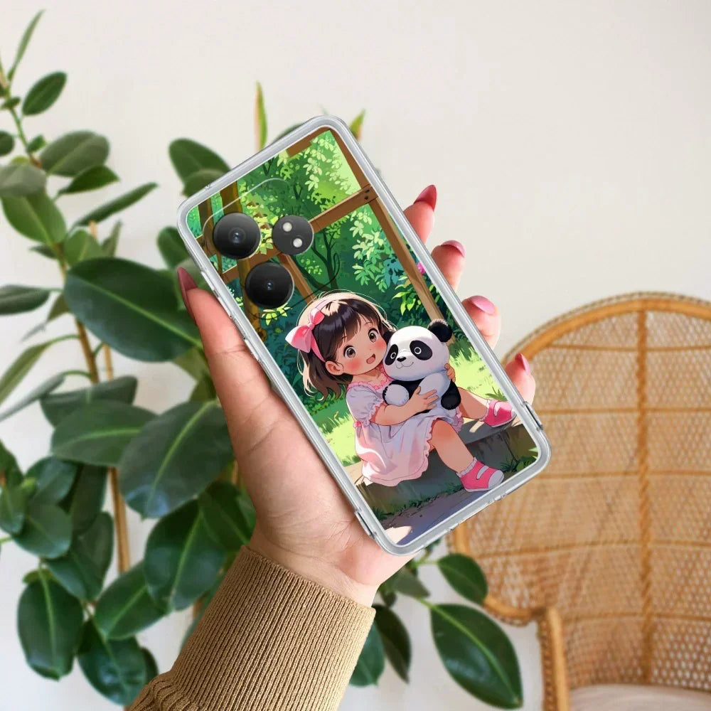 Blush & Panda  Transparent Silicon Case For Realme 12 Plus 5G