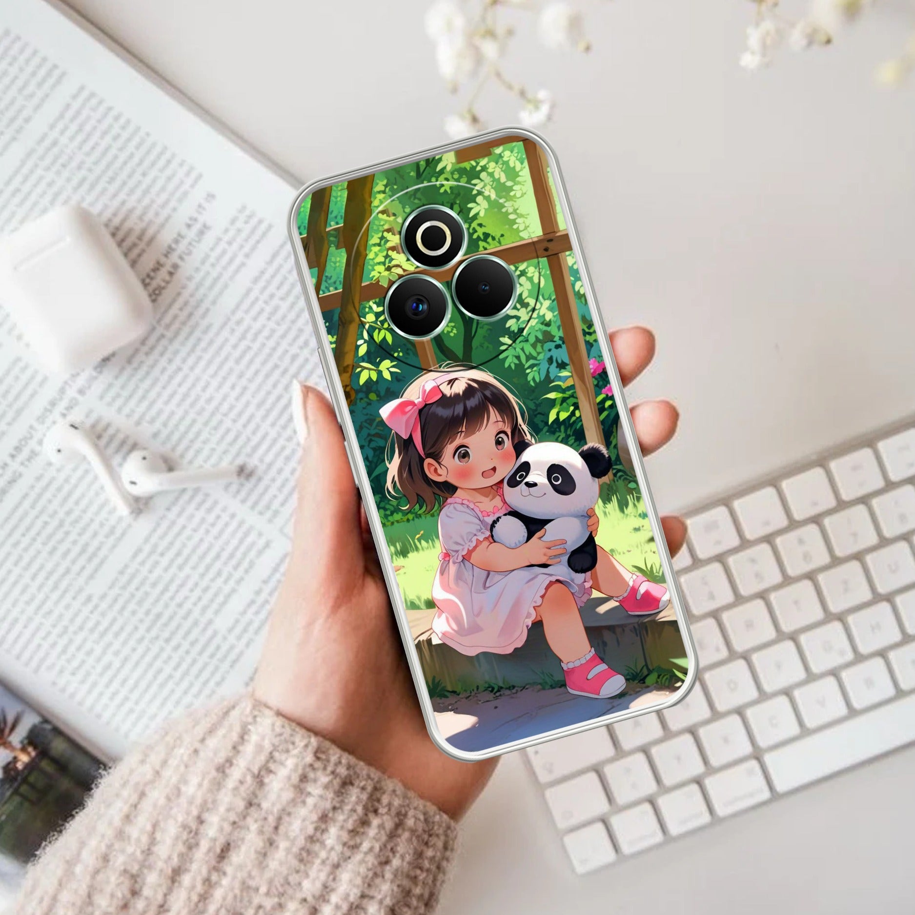 Blush & Panda  Transparent Silicon Case For Realme P3 Pro 5G