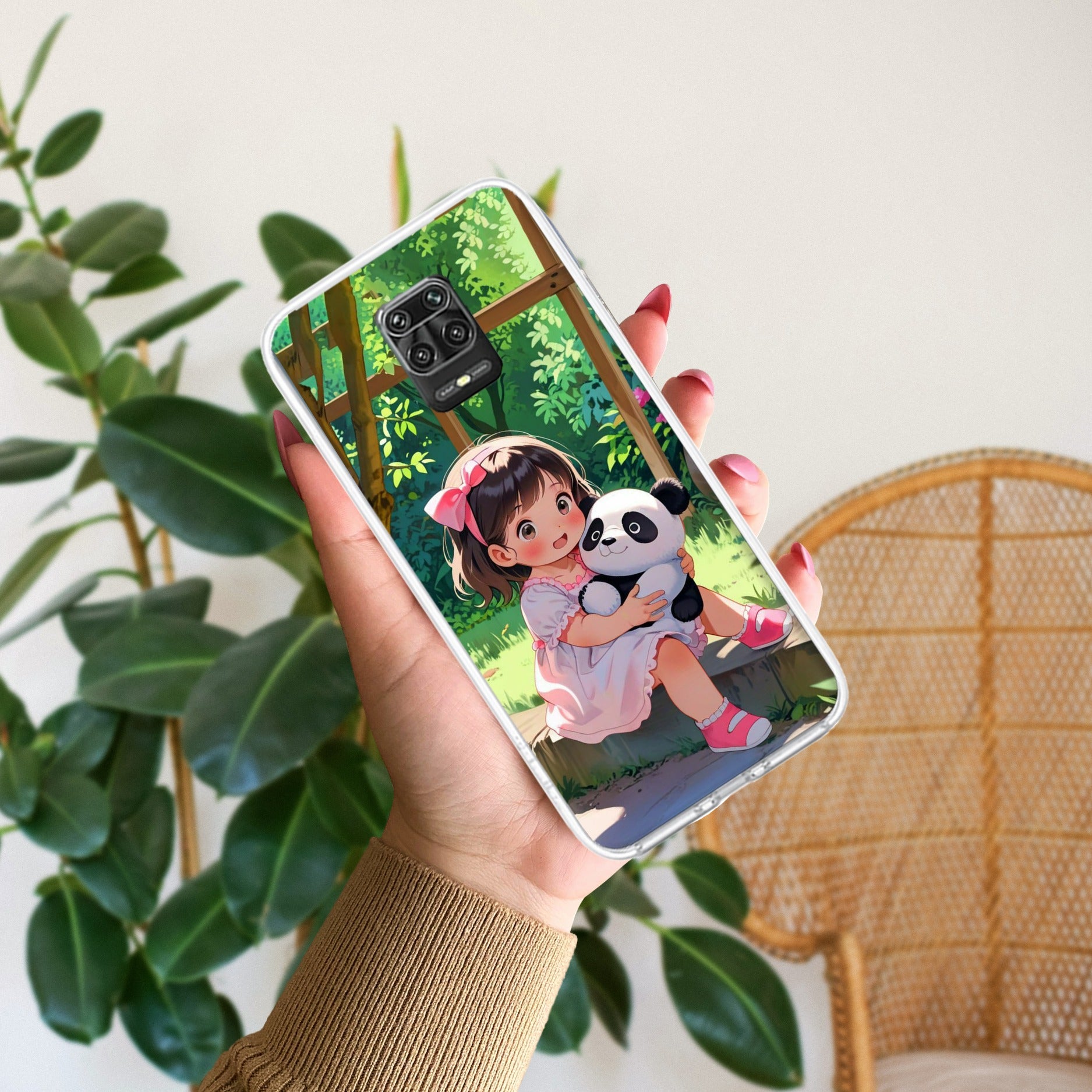 Blush & Panda Transparent Silicon Case For Redmi Note 9 Pro