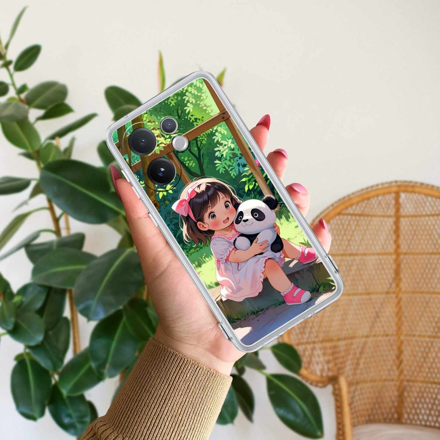 Blush & Panda  Transparent Silicon Case For Vivo